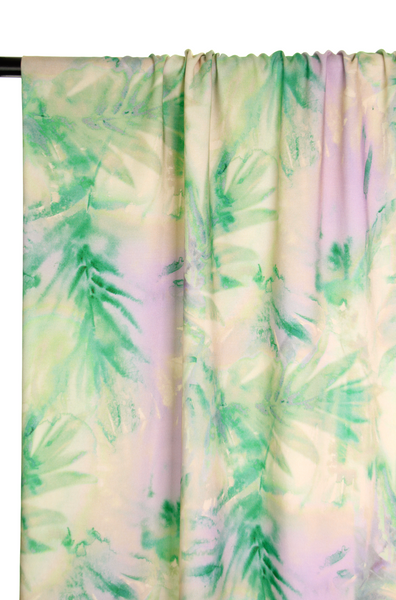 Tropische tie dye viscose in lila en groen - €26/m