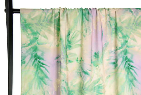 Tropische tie dye viscose in lila en groen - €26/m