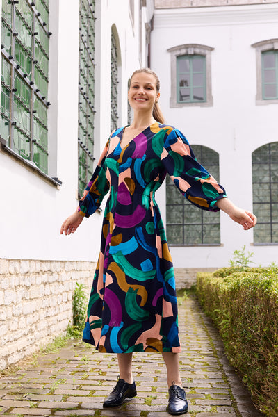 Colourful graphic print viscose - €26/m