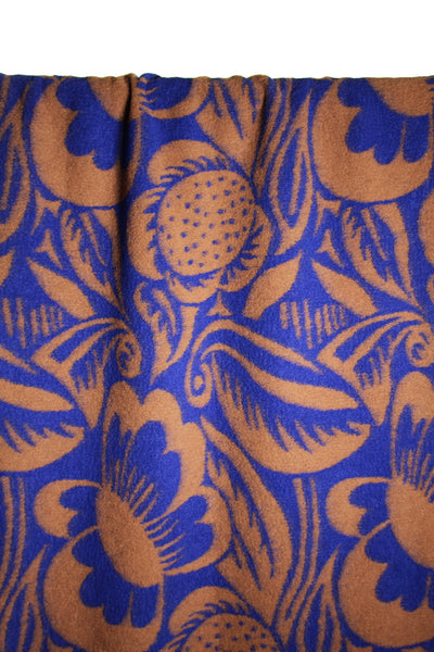 Laine à fleurs abstraites en bleue & brune - €29,9/m