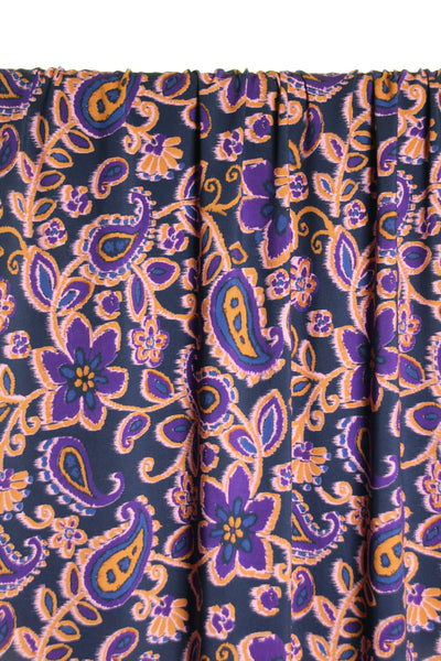 Viscose bleue à imprimé cachemire - €26/m