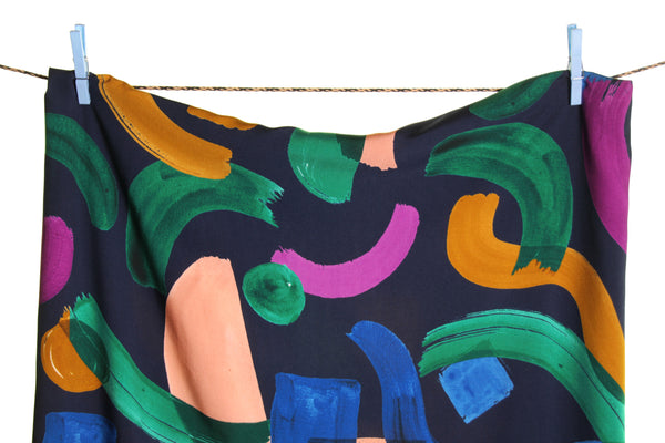 Colourful graphic print viscose - €26/m