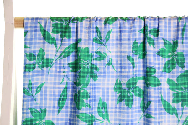 Zacht geruite textuur-viscose - €26/m