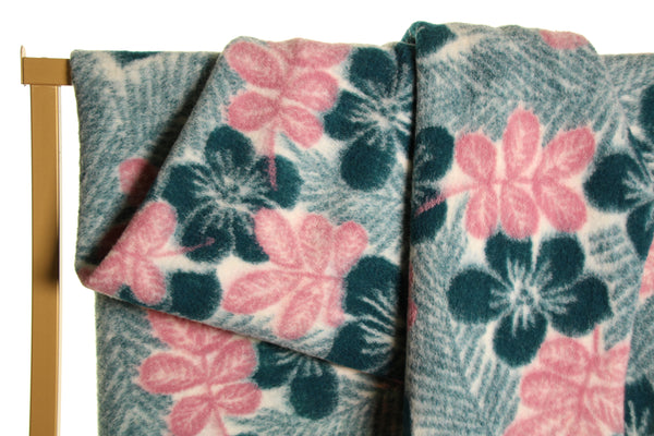 Laine fleurs en rose et vert - €29,9/m