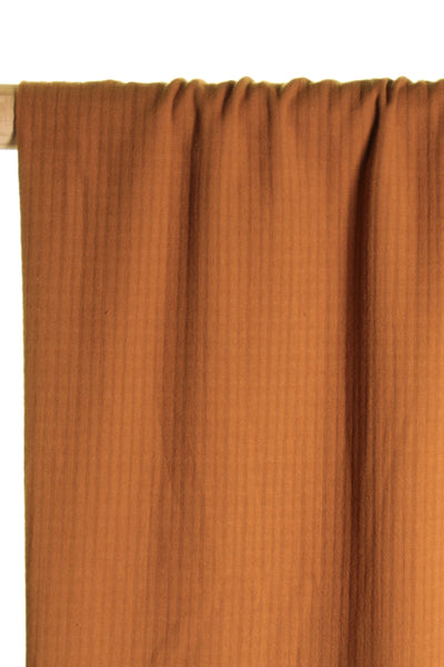 Coupon échantillon - Coton texturé brun caramel