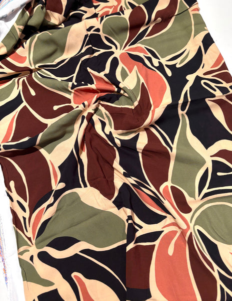 Coupon échantillon - Viscose fleurs d'automne