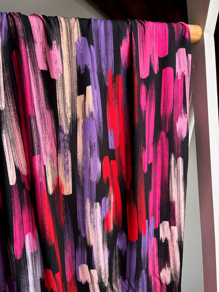 Coupon échantillon - Viscose à imprimé de pinceaux multicolores