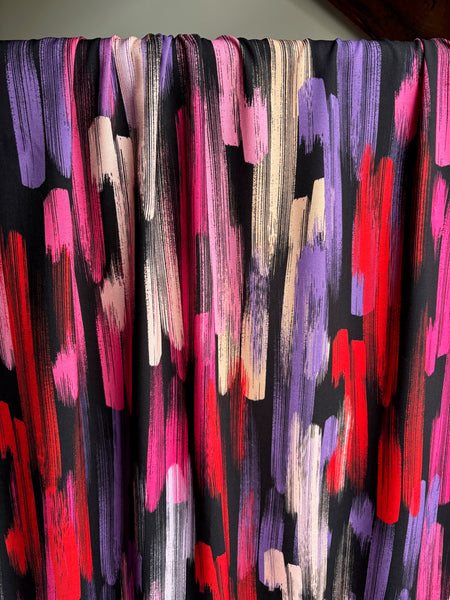 Coupon échantillon - Viscose à imprimé de pinceaux multicolores