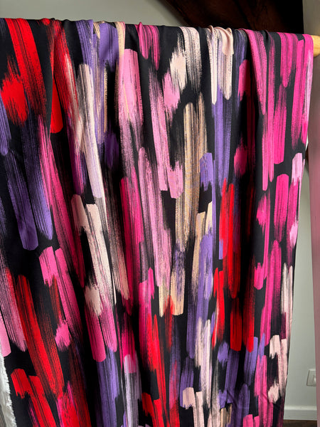 Coupon échantillon - Viscose à imprimé de pinceaux multicolores