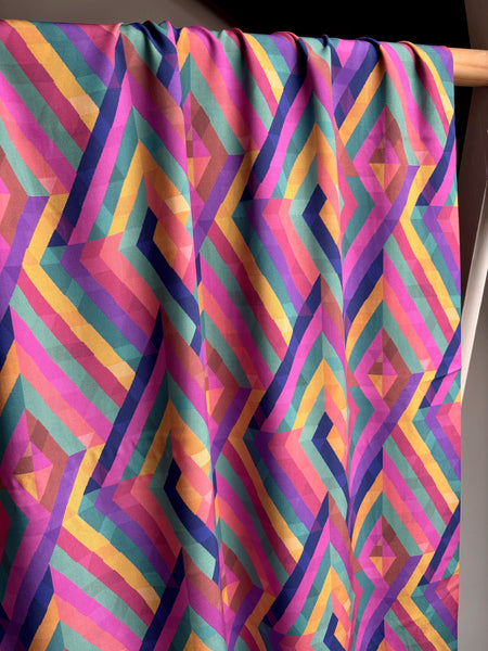 Coupon échantillon - Viscose à carreaux colorés