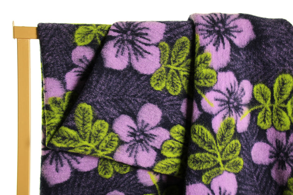 Coupon - Laine fleurs violet et vert - €29,9/m