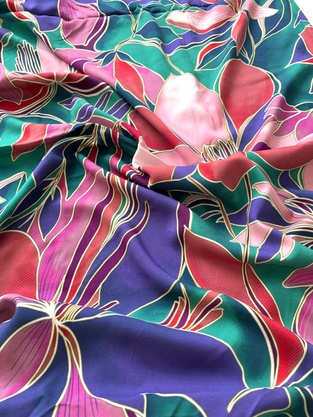 Sample piece - Purple & pink flower viscose