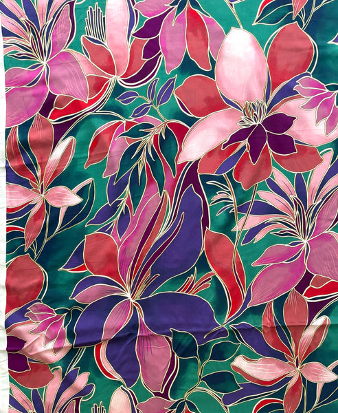 Sample piece - Purple & pink flower viscose