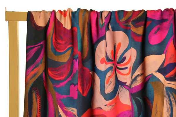 Large warm flower print viscose - €26/m