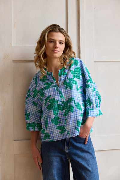 Zacht geruite textuur-viscose - €26/m