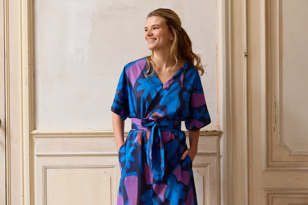 Blue and lilac abstract cotton - €26/m