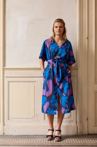 Blue and lilac abstract cotton - €26/m