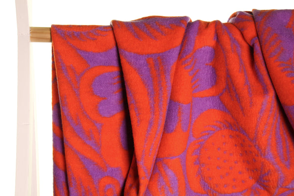 Laine à fleurs abstraites en violet & orange - €29,9/m