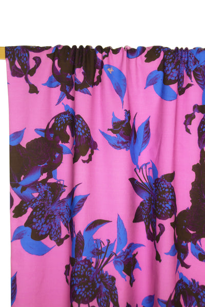 Purple cotton with flowers - €26/m