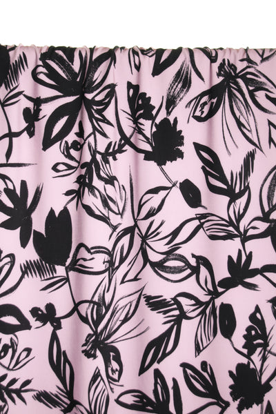 Viscose lilas à imprimé de fleurs noires - €26/m
