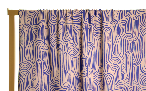 Soft brown viscose with blue abstract print - €26/m