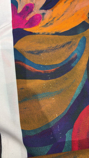 Remnant - Large warm flower print viscose - fabric 1,3m width