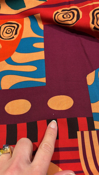 Remnant - Red patchwork viscose