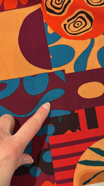 Remnant - Red patchwork viscose