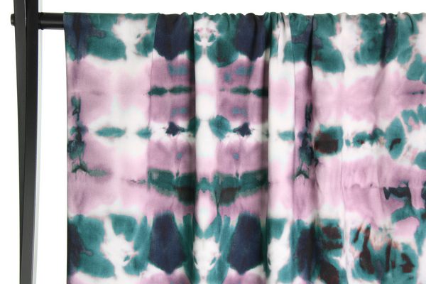 Green and lilac tie dye viscose - €26/m