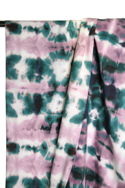 Green and lilac tie dye viscose - €26/m