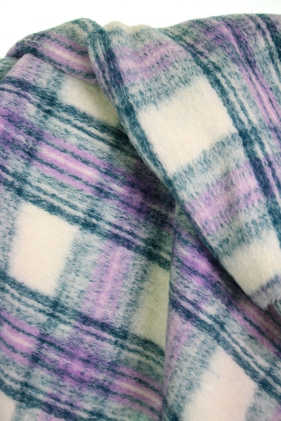 -30% - Last piece 2,2 m - Lilac and green checked wool blend - €51,6